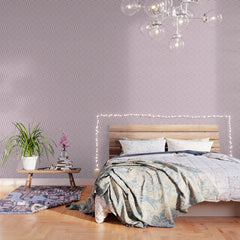 90s flowers checkers cream and lilac Wallpaper