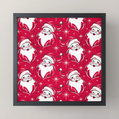 Tis The Season Retro Santa Red White Pattern Mini Art Print
