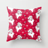 Tis The Season Retro Santa Red White Pattern Throw Pillow
