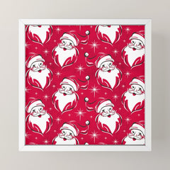 Tis The Season Retro Santa Red White Pattern Mini Art Print