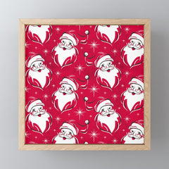Tis The Season Retro Santa Red White Pattern Mini Art Print