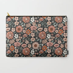 70s flowers - 70s, retro, spring, floral, florals, floral pattern, retro flowers, boho, hippie, earthy, muted Carry All Pouch