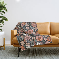 70s flowers - 70s, retro, spring, floral, florals, floral pattern, retro flowers, boho, hippie, earthy, muted Throw Blanket