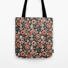 70s flowers - 70s, retro, spring, floral, florals, floral pattern, retro flowers, boho, hippie, earthy, muted Tote Bag