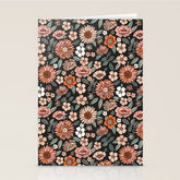 70s flowers - 70s, retro, spring, floral, florals, floral pattern, retro flowers, boho, hippie, earthy, muted Stationery Card