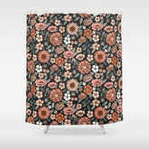 70s flowers - 70s, retro, spring, floral, florals, floral pattern, retro flowers, boho, hippie, earthy, muted Shower Curtain