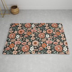 70s flowers - 70s, retro, spring, floral, florals, floral pattern, retro flowers, boho, hippie, earthy, muted Rug