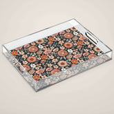 70s flowers - 70s, retro, spring, floral, florals, floral pattern, retro flowers, boho, hippie, earthy, muted Acrylic Tray