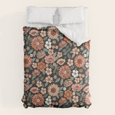70s flowers - 70s, retro, spring, floral, florals, floral pattern, retro flowers, boho, hippie, earthy, muted Comforter