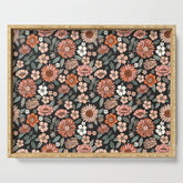 70s flowers - 70s, retro, spring, floral, florals, floral pattern, retro flowers, boho, hippie, earthy, muted Serving Tray