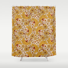 70s Floral Pattern Shower Curtain