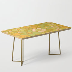 70s groovy retro floral pattern orange brown green handdrawn by surfy birdy Coffee Table