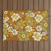 70s Retro Flower Power boho pattern Outdoor Rug