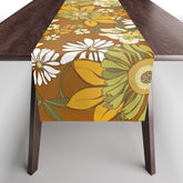 70s Retro Flower Power boho pattern Table Runner