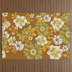 70s Retro Flower Power boho pattern Outdoor Rug