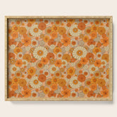 70s retro vintage daisies, flowers, orange, peach Serving Tray