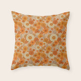70s retro vintage daisies, flowers, orange, peach Throw Pillow