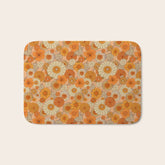 70s retro vintage daisies, flowers, orange, peach Bath Mat