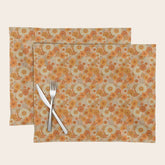 70s retro vintage daisies, flowers, orange, peach Placemat