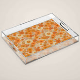 70s retro vintage daisies, flowers, orange, peach Acrylic Tray