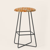 70s retro vintage daisies, flowers, orange, peach Stool