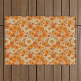 70s retro vintage daisies, flowers, orange, peach Outdoor Rug