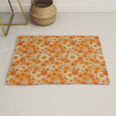 70s retro vintage daisies, flowers, orange, peach Rug