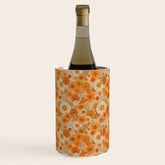 70s retro vintage daisies, flowers, orange, peach Wine Chiller