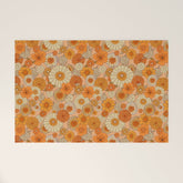 70s retro vintage daisies, flowers, orange, peach Welcome Mat