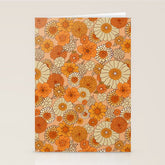 70s retro vintage daisies, flowers, orange, peach Stationery Card