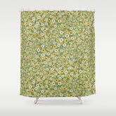 70s Daisies on Sage, retro, vintage, green, cottagecore Shower Curtain