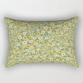 70s Daisies on Sage, retro, vintage, green, cottagecore Rectangular Pillow