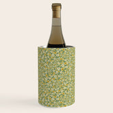 70s Daisies on Sage, retro, vintage, green, cottagecore Wine Chiller
