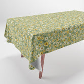 70s Daisies on Sage, retro, vintage, green, cottagecore Tablecloth