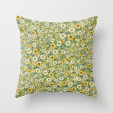 70s Daisies on Sage, retro, vintage, green, cottagecore Throw Pillow