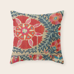 18th Century Suzani Fragment Print Throw Pillow