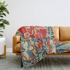 18th Century Suzani Fragment Print Throw Blanket
