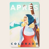 "Apres Ski Colorado" Cool Vintage Pinup Girl Skiing Design Cutting Board