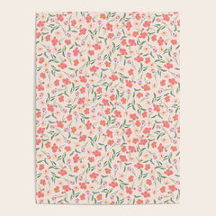 A breath of fresh air - A seamless floral pattern in pinks and reds Poster