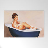 "Bathtub Whiskey" - Cute Vintage Brunette Pinup Girl Soaks & Enjoys A Cocktail. (V.2) Welcome Mat