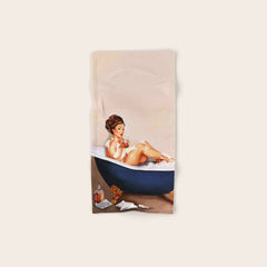 "Bathtub Whiskey" - Cute Vintage Brunette Pinup Girl Soaks & Enjoys A Cocktail. (V.2) Bath Towel