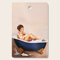 "Bathtub Whiskey" - Cute Vintage Brunette Pinup Girl Soaks & Enjoys A Cocktail. (V.2) Cutting Board