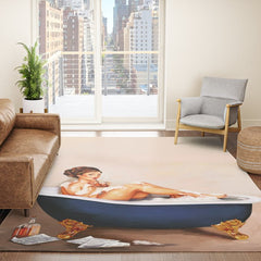 "Bathtub Whiskey" - Cute Vintage Brunette Pinup Girl Soaks & Enjoys A Cocktail. (V.2) Rug