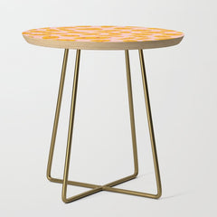 70s retro yellow smile face illustration Side Table