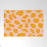 70s retro yellow smile face illustration Welcome Mat