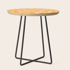 70s retro yellow smile face illustration Side Table