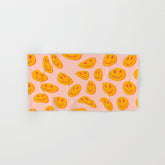 70s retro yellow smile face illustration Bath Towel