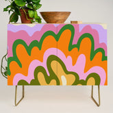 70s Hippie Retro Abstract Colorful Explosion Credenza