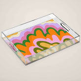 70s Hippie Retro Abstract Colorful Explosion Acrylic Tray