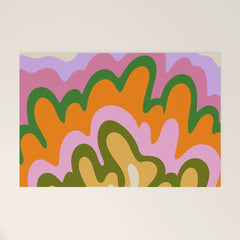 70s Hippie Retro Abstract Colorful Explosion Welcome Mat